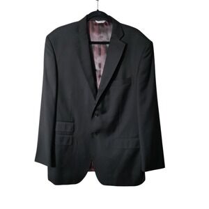 Gino Valentino Black Australian Wool And Silk Blazer Jacket US 44R